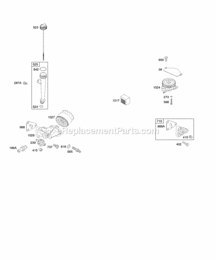 Lubrication Diagram and Parts List for  Briggs and Stratton Engine